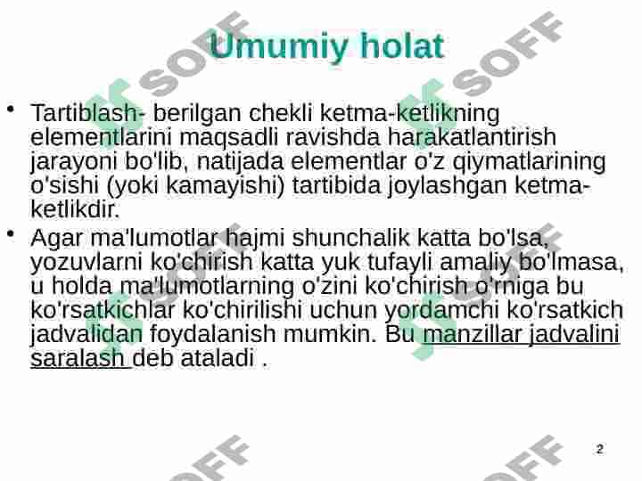 Tartiblash algoritmlari 2