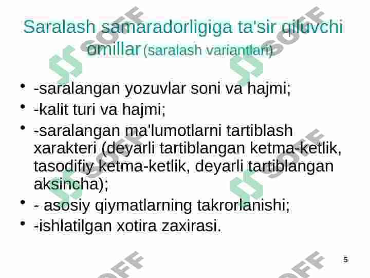 Tartiblash algoritmlari 5