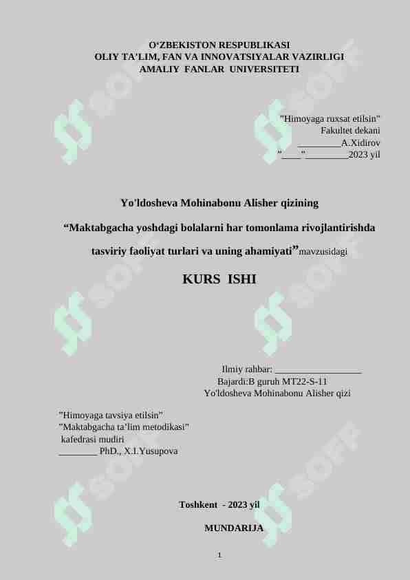 Maktabgacha yoshdagi bolalarni har tomonlama rivojlantirishda tasviriy faoliyat turlari va uning ahamiyati