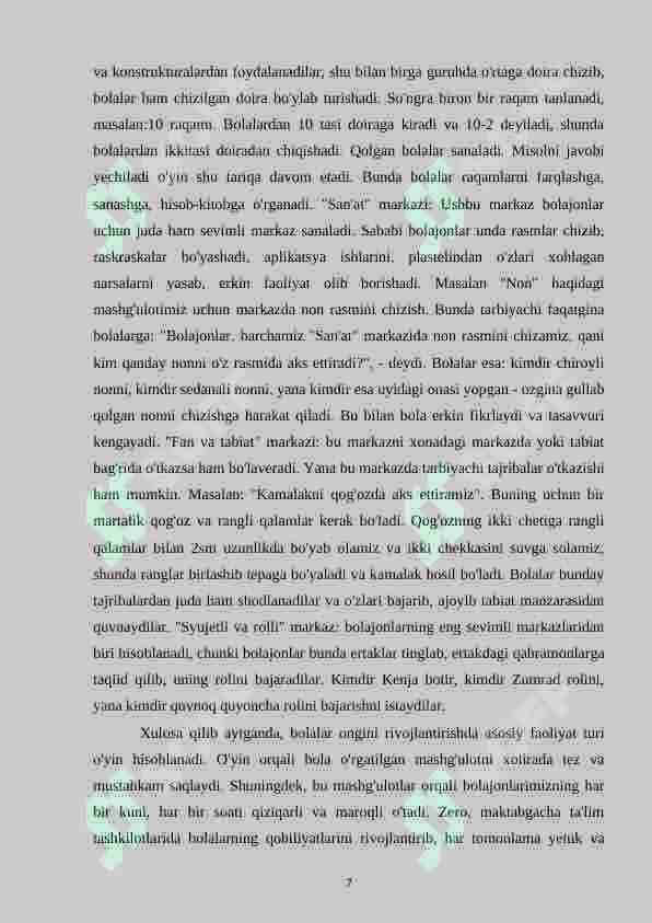 Maktabgacha yoshdagi bolalarni har tomonlama rivojlantirishda tasviriy faoliyat turlari va uning ahamiyati 7