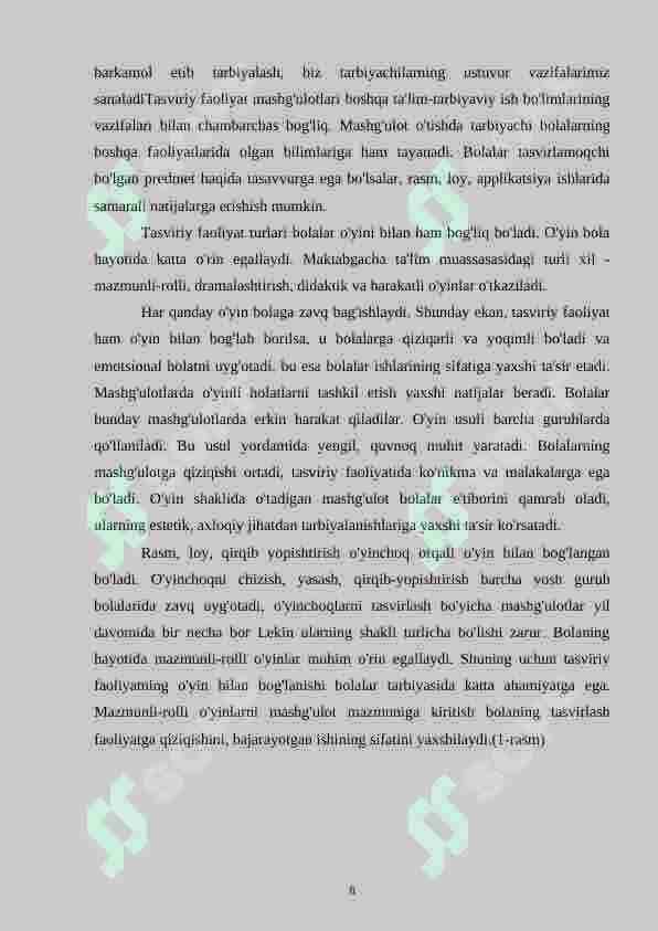 Maktabgacha yoshdagi bolalarni har tomonlama rivojlantirishda tasviriy faoliyat turlari va uning ahamiyati 8