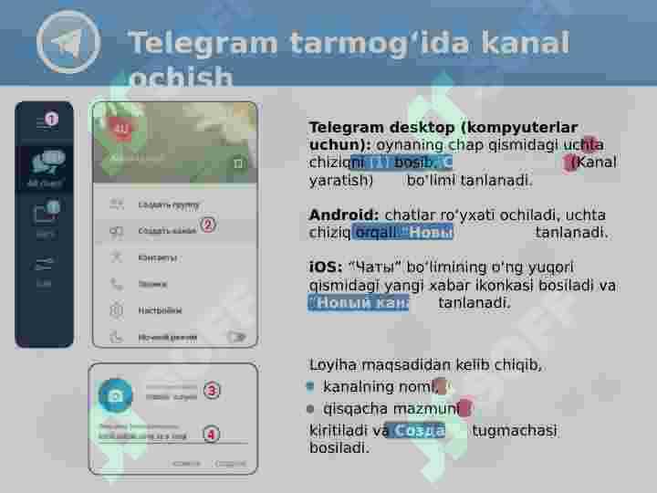 Telegram Tarmog‘ida kanal ochish 2