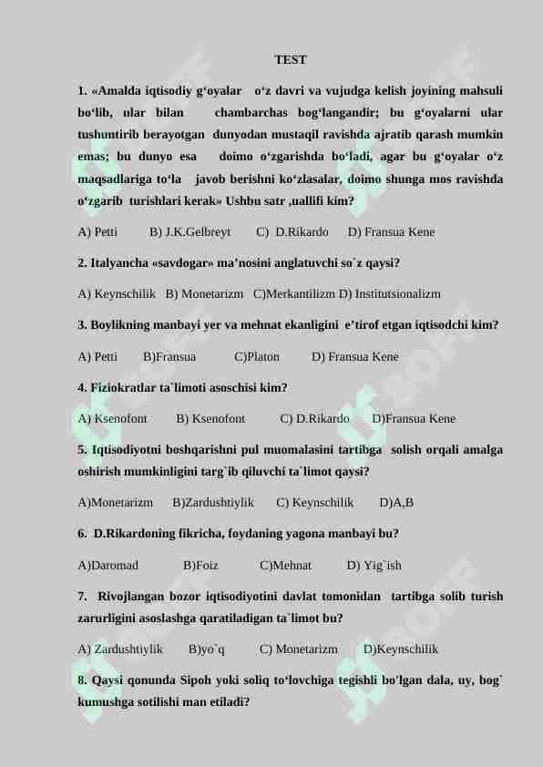 Iqtisodiy ta'limotlar tarixi