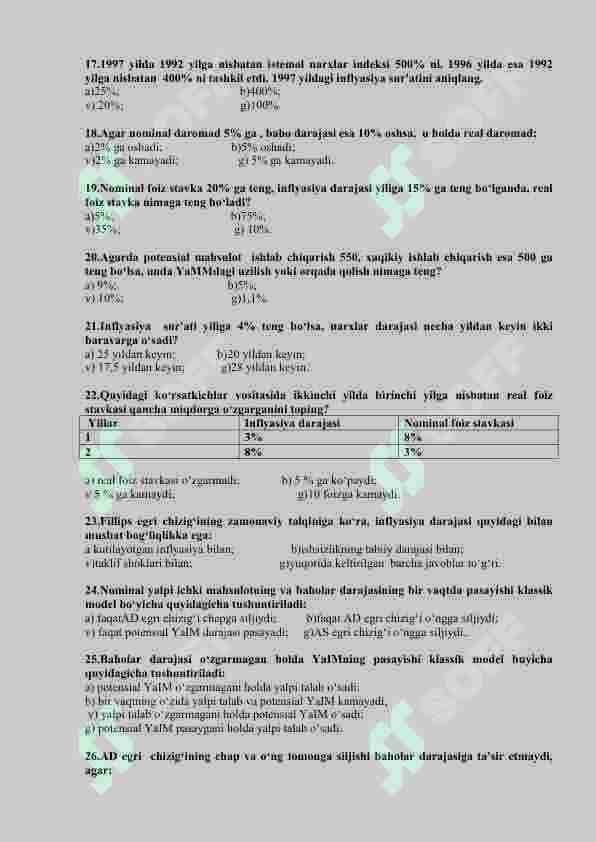 MAKROIQTISODIYOT fanidan 100 talik test javoblari bilan 3