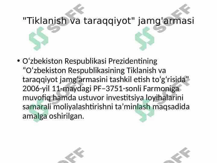 "Tiklanish va taraqqiyot" jamg'armasi