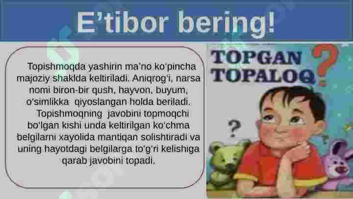 Topishmoqlar 3