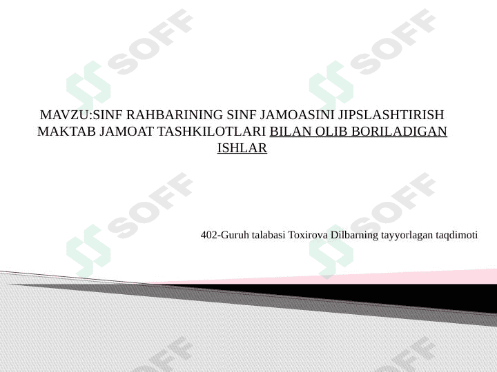 Sinf rahbarining sinf jamoasini jipslashtirish maktab jamoat tashkilotlari bilan olib boriladigan ishlar 1