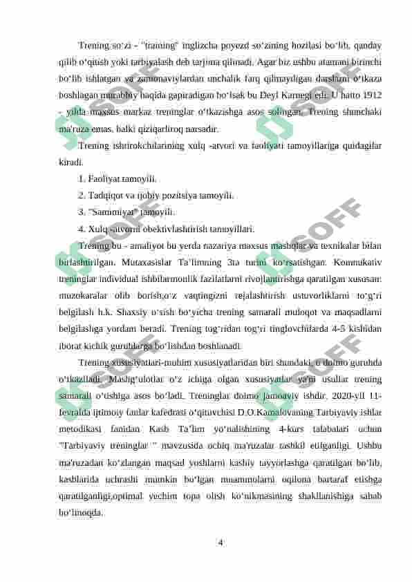 Trening turlari 4