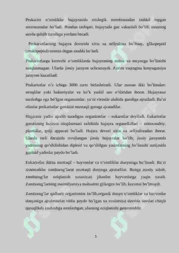 SIFONKLADIALILAR (SIPHONOCLADIALES) TARTIBI SUVO’TLARINING TARQALISHI VA EKOLOGIYASI 5