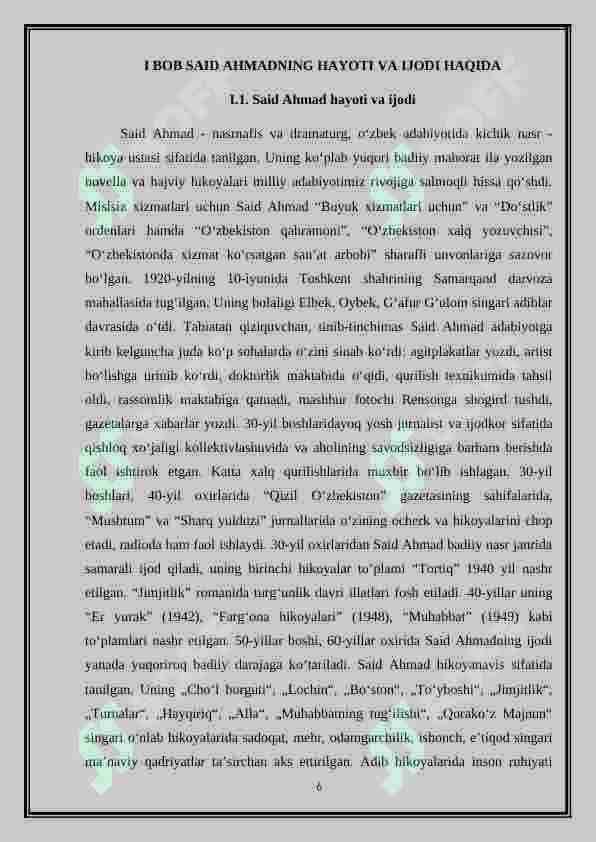 Akademik litseylarda Said Ahmadning “Ufq” triologiyasini savol va topshiriqlar  asosida o‘rganish 6