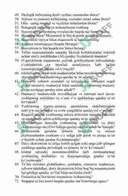 Umumiy pedagogika fanidan 150 ta savol 3
