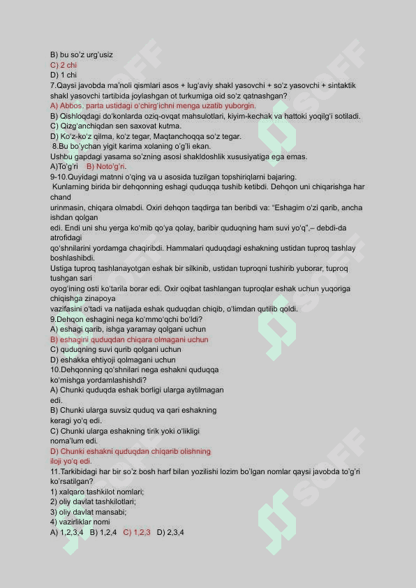 Ona tili va adabiyot milliy sertifikat testi 2