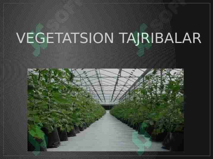 VEGETATSION TAJRIBALAR