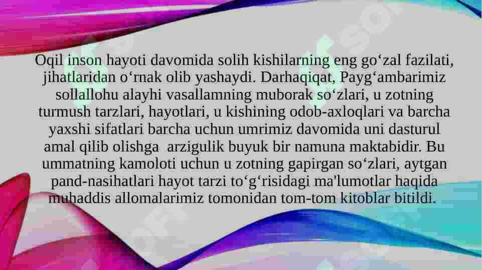 Hadislarda ma`naviy, axloq-odob, mehr oqibat masalalari 3