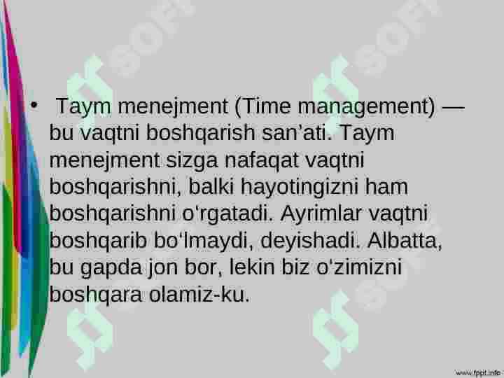 Vaqtni boshqarish 2