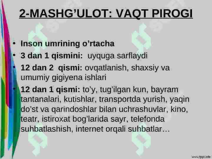 Vaqtni boshqarish 8