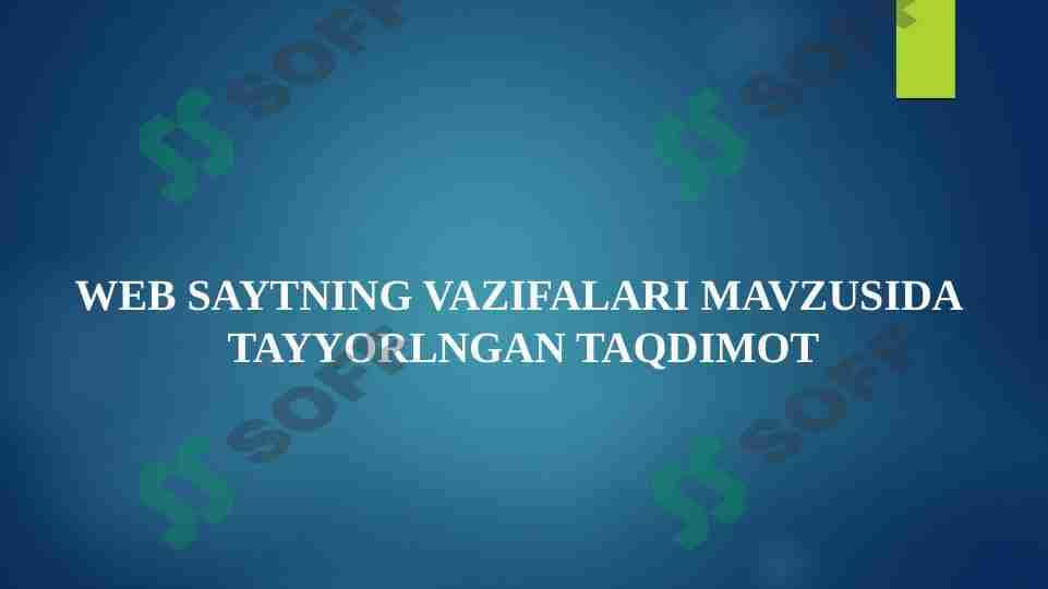 Web saytning vazifalari