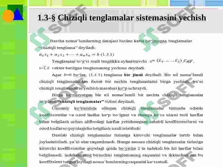 Algebraik tenglamalar sistemasi va ularni yechishni  elementar usullari Taqdimot 8