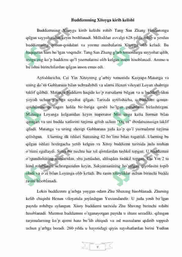 XITOYGA BUDDIZMNING KIRIB  KELISHI VA RIVOJLANISHI kurs ishi 8