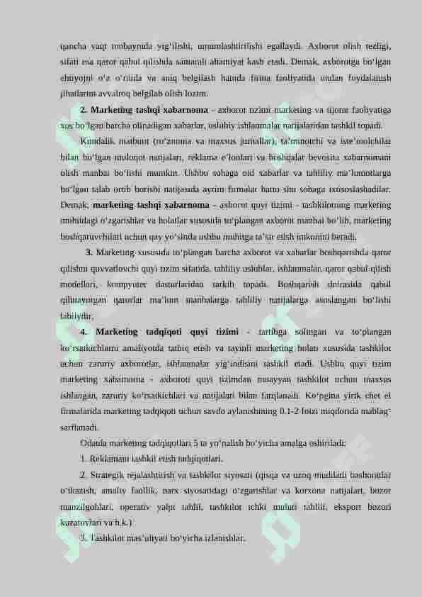 MARKETING TADQIQOTLARI VA AXBOROTLAR TIZIMI 6