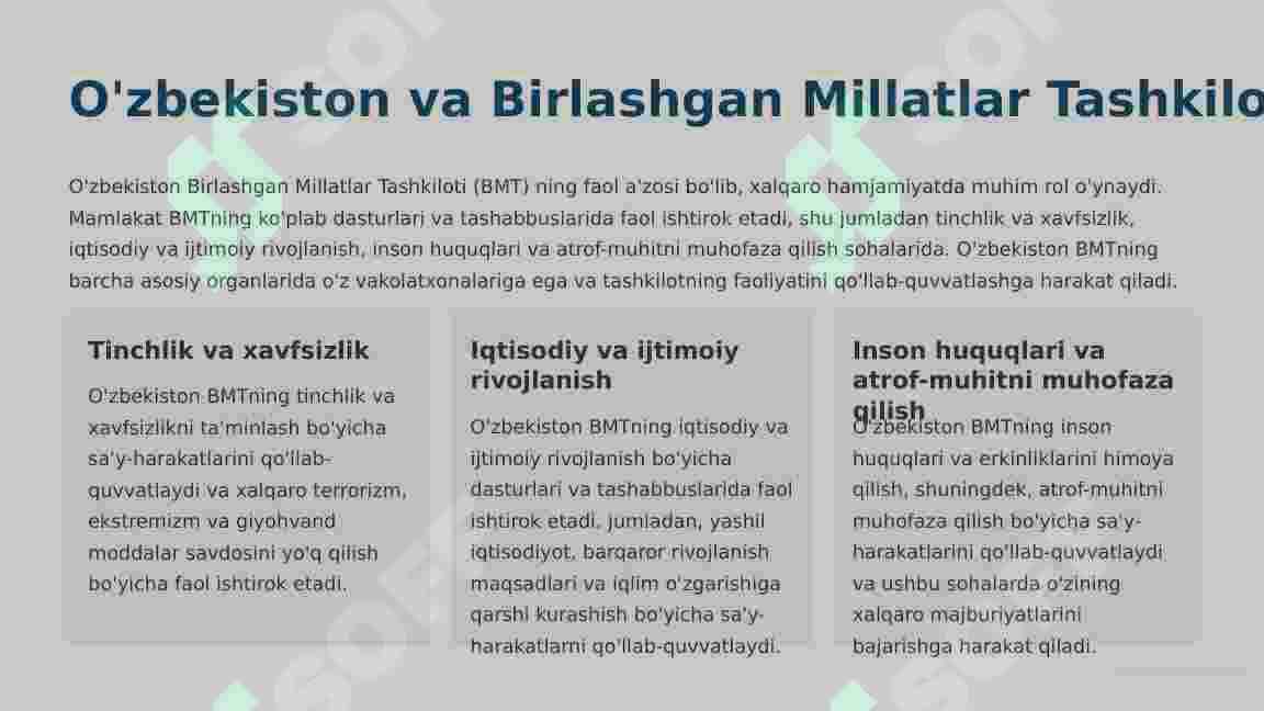 O'zbekistonning Xalqaro Tashkilotlar bilan aloqalari 2