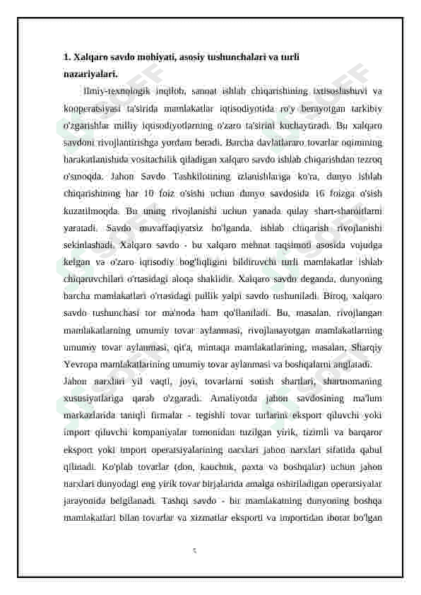 Xalqaro savdo, uning turlari va tartibga solish mexanizmi. 6