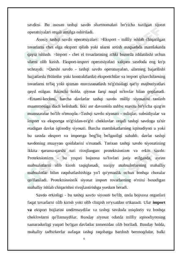 Xalqaro savdo, uning turlari va tartibga solish mexanizmi. 7