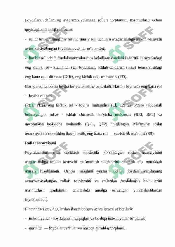 Xavfsizlikning Rolli modeli 8