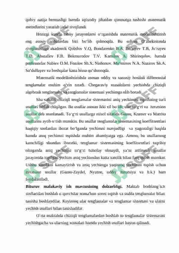 Algebraik tenglamalar sistemasi va ularni yechishni  elementar usullari 3