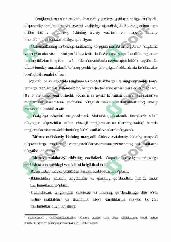 Algebraik tenglamalar sistemasi va ularni yechishni  elementar usullari 4