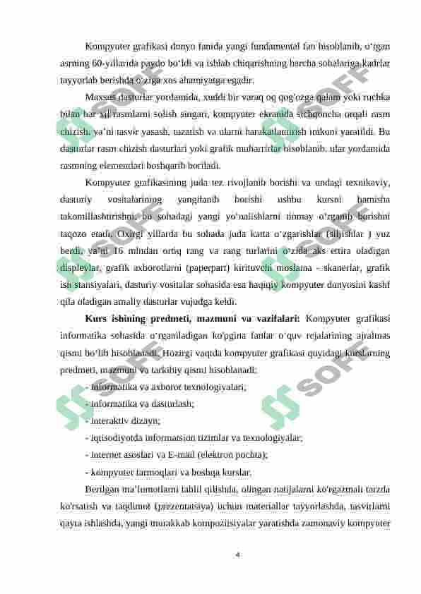 Kompyuter grafikasidan foydalanib amaliy mashg‘ulotlarni tashkil etishning asosiy xususiyatlari 4