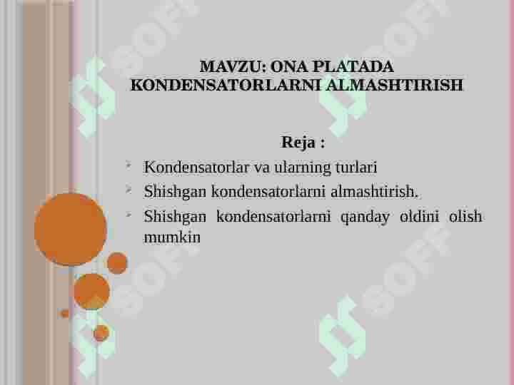 Ona platada kondensatorlarni almashtirish 2
