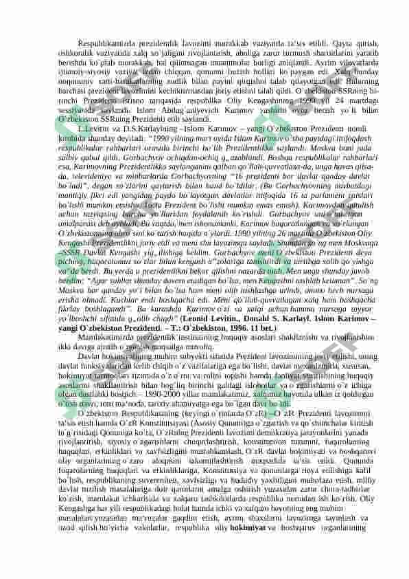 O`ZBEKISTONDA HUQUQIY SIYOSIY ISLOHOTLARNING AMALGA OSHIRILISHI, DEMOKRATIK JAMIYATNI SHAKLLANTIRISH YO`LIDAGI ISLOHOTLAR. 3