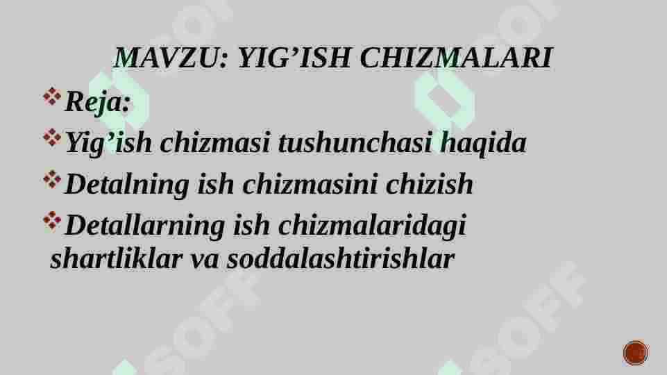 Yig’ish chizmalari 2