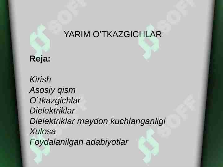 Yarim o’tkazgichlar