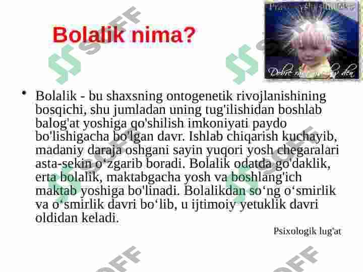 Yoshga bog'liq psixologiya 7