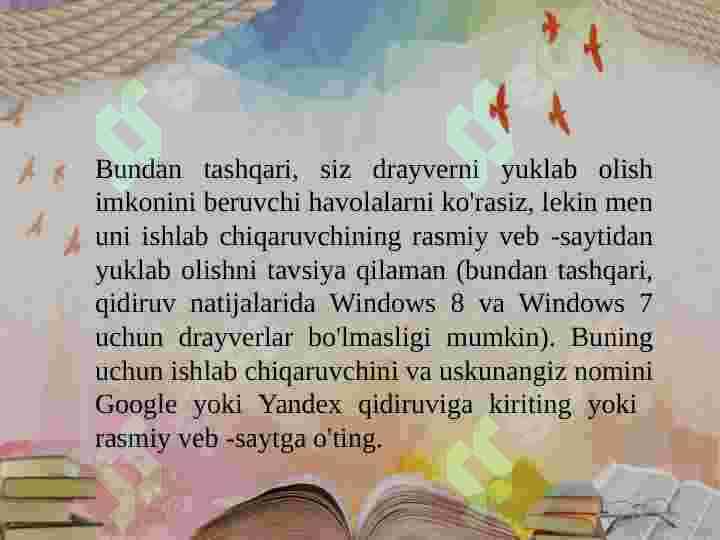 Komyuterga ulangan texnik qurilmalar holatini tekshirish va boshqarish. Direst 6