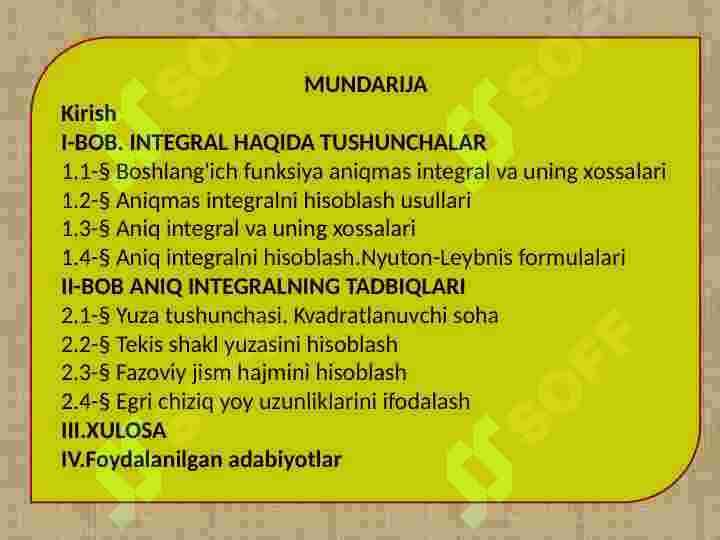 ANIQ INTEGRAL TADBIQLARI MAVZUSINI MISOLLAR ORQALI TUSHUNTIRISHNING AHAMIYATI 2