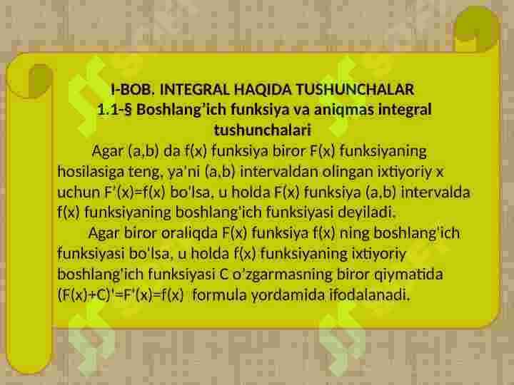 ANIQ INTEGRAL TADBIQLARI MAVZUSINI MISOLLAR ORQALI TUSHUNTIRISHNING AHAMIYATI 5