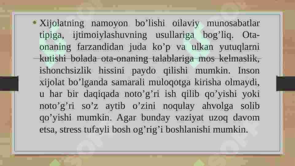HIJOLAT, UYAT VA AYBDORLIK HISLARI 4