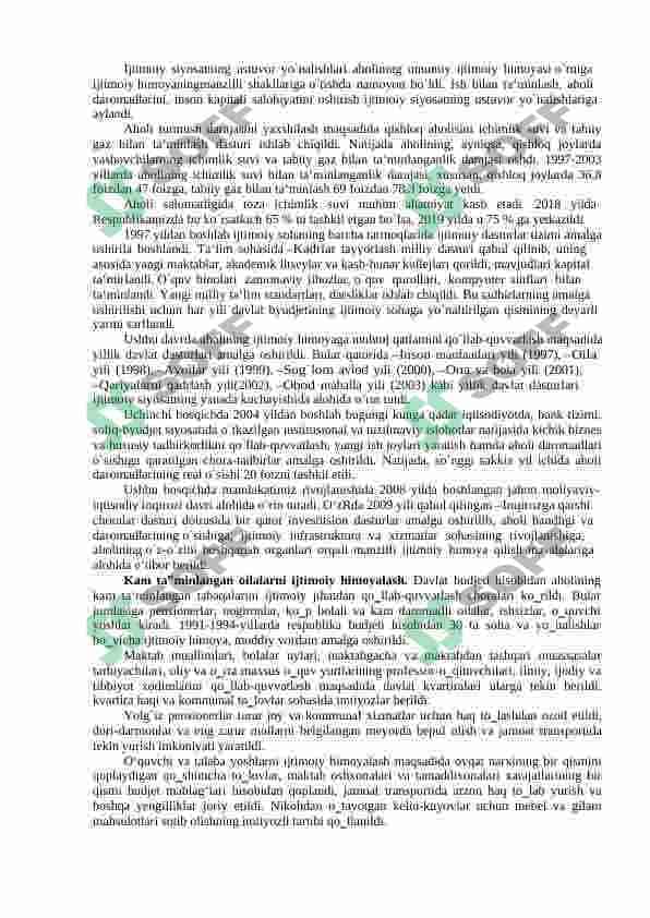 . IJTIMOIY SOHADA DAVLAT SIYOSATINING TAKOMILLASHIB BORISHI VA AHOLI FAROVONLIGINI OSHIRISH TADBIRLARI. 4