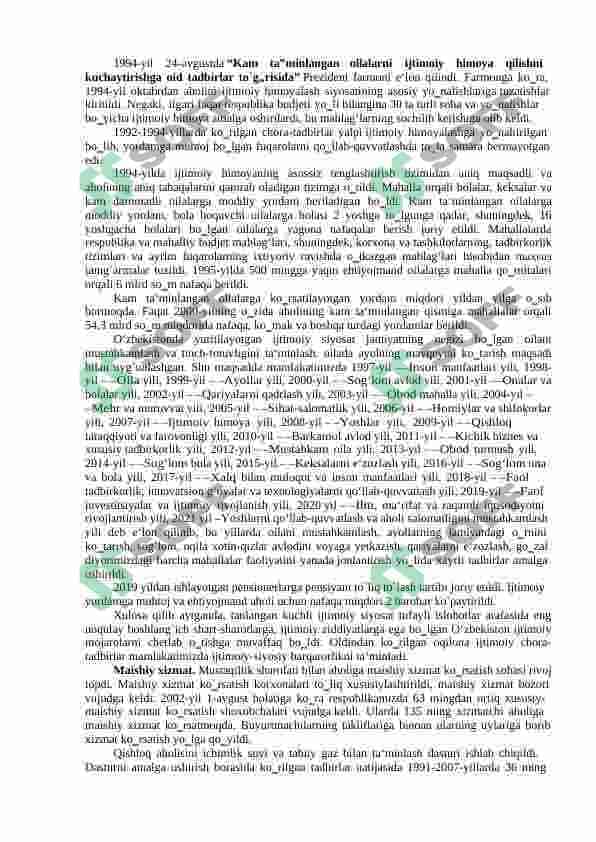 . IJTIMOIY SOHADA DAVLAT SIYOSATINING TAKOMILLASHIB BORISHI VA AHOLI FAROVONLIGINI OSHIRISH TADBIRLARI. 5