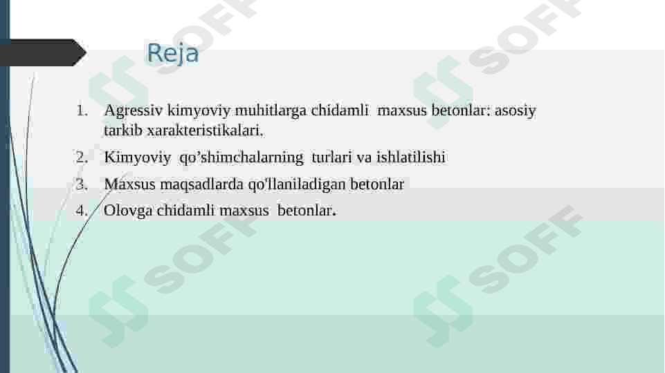 Agressiv, kimyoviy va biologik  xossalariga chidamli bo’lgan monolit va yig’ma temir beton konstruksiyalari 2