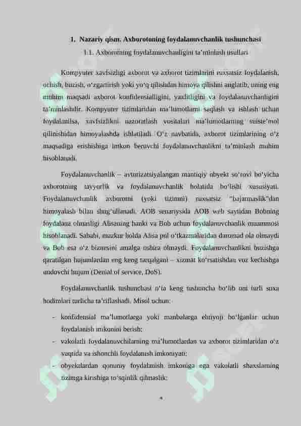 Axborotni foydalanuvchanligini ta’minlashda antivirus, IDS, IPS, TE vositalarining o‘rni. 4