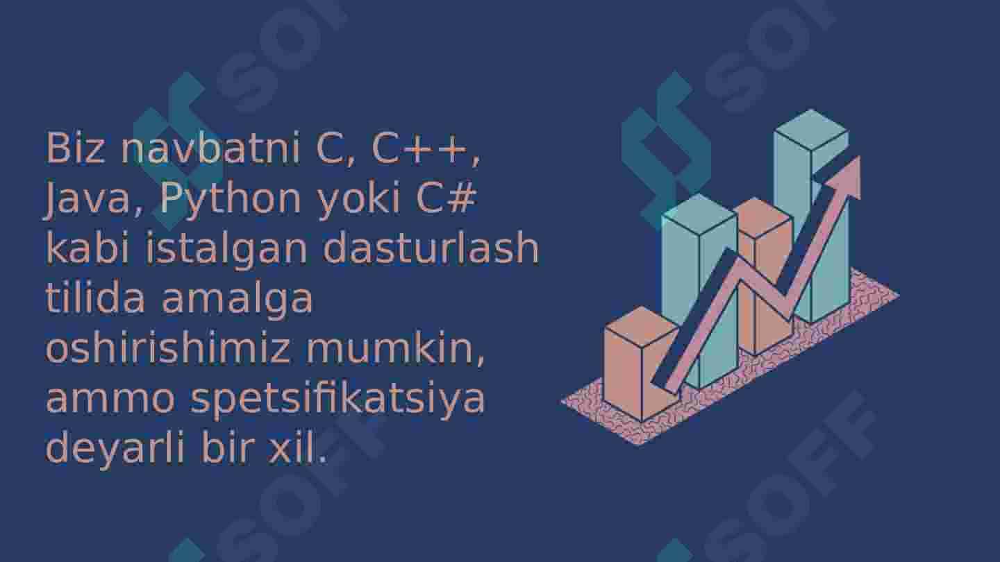 Navbat(Queue) turlari va navbatni massiv yordamida tasvirlash 5