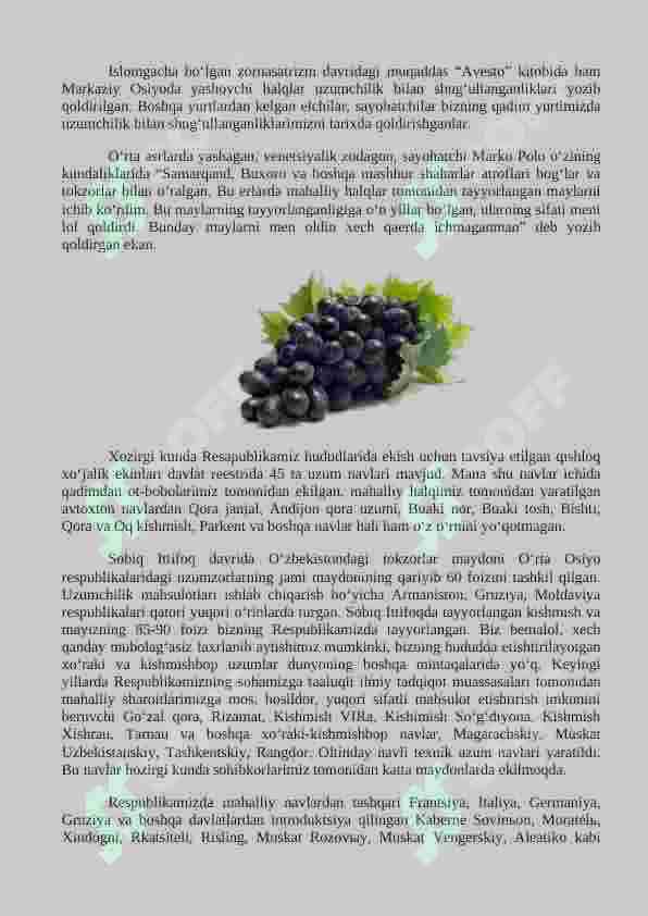 vinochilik texnalogiyasi, bijg'ish mahsulotlari va alkagolsiz ichimliklar texnologiyasi yonalishi talabalari uchun amaliyot hisoboti 7