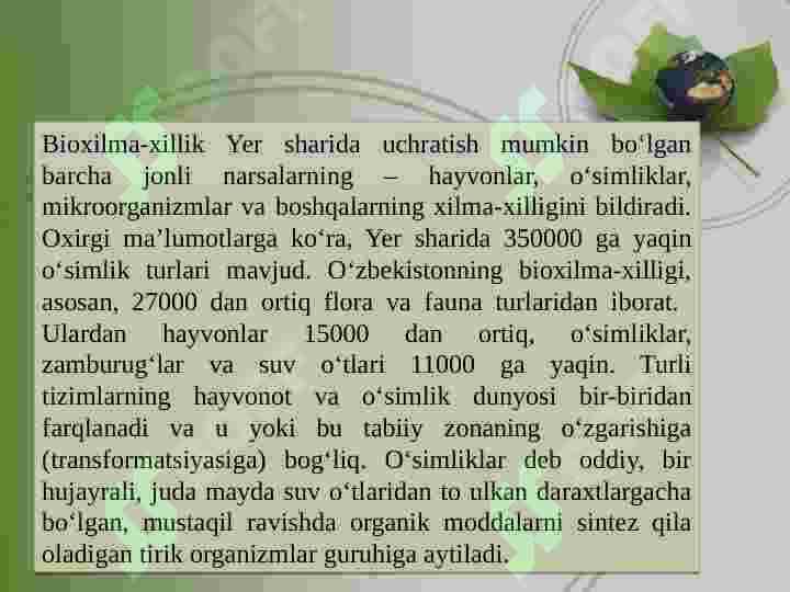 Biologik resurslar haqida tushuncha 4