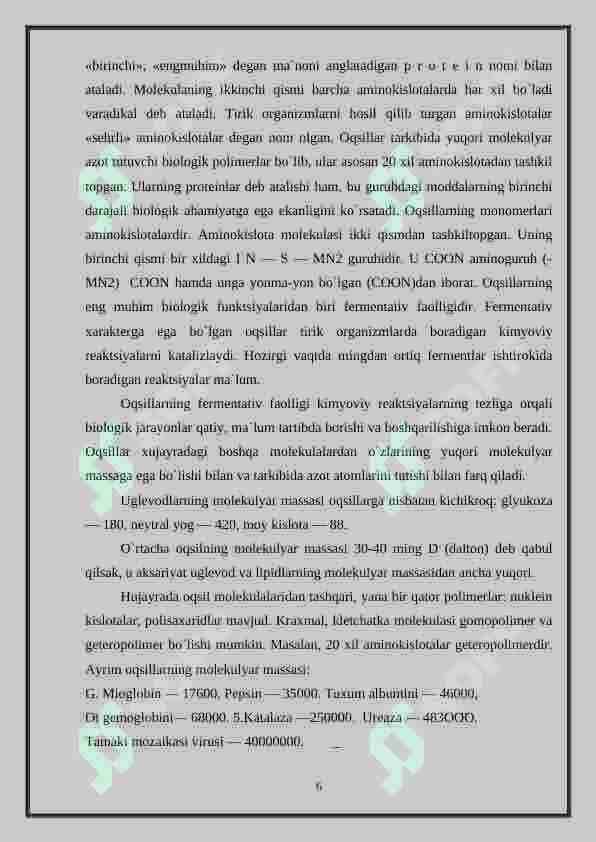 Tirik organizmlardagi asosiy biopolimer birikmalar 6