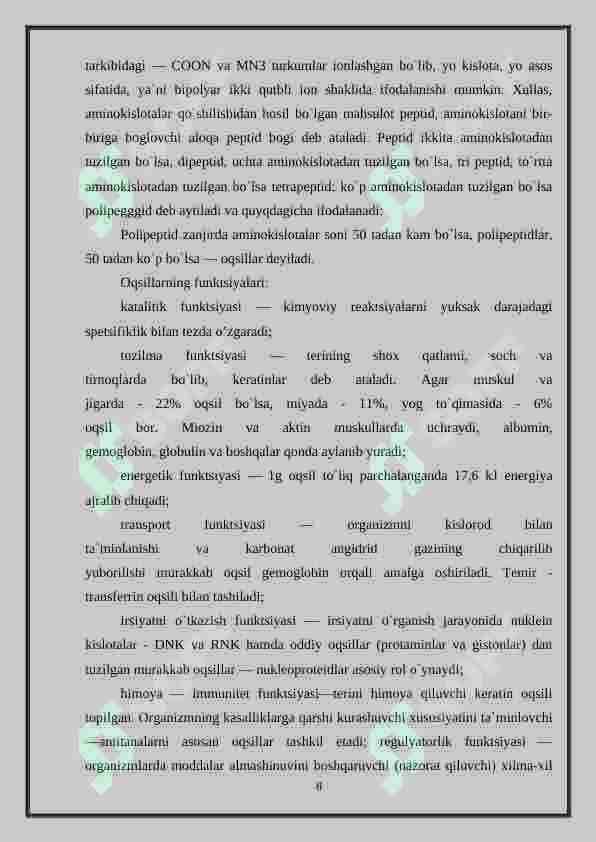Tirik organizmlardagi asosiy biopolimer birikmalar 8