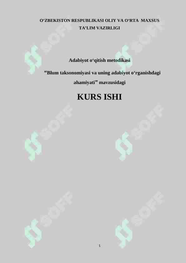 Blum taksonomiyasi va uning adabiyot oʻrganishdagi ahamiyati